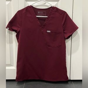 Figs Catarina One Pocket Scrub Top Burgundy